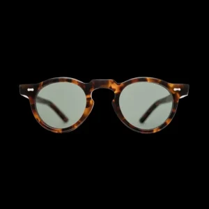 The Bespoke Dudes Sunglasses | Welt Dark Tortoise Bottle Green Lenses 46Mm