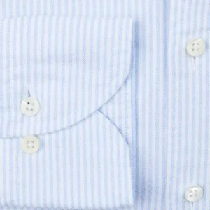Stenströms Shirts | White Blue Striped Cotton Oxford Slimline Shirt