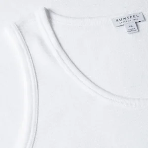 Sunspel Underwear | White Cellular Cotton Tank Top