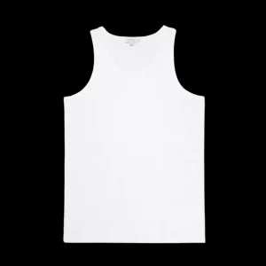 Sunspel Underwear | White Cellular Cotton Tank Top