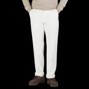 Incotex Trousers | White Cotton Corduroy Comfort Chinos