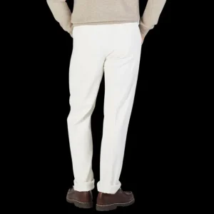 Incotex Trousers | White Cotton Corduroy Comfort Chinos