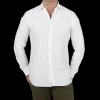 Glanshirt Shirts | White Cotton Oxford Cut-Away Slim Shirt