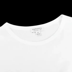 Sunspel T-Shirts | White Cotton Riviera Long Sleeve T-Shirt