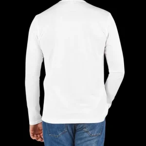 Sunspel T-Shirts | White Cotton Riviera Long Sleeve T-Shirt