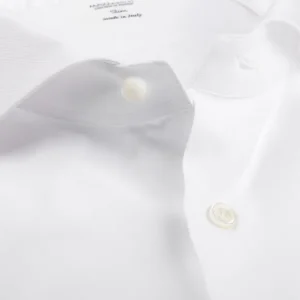 Mazzarelli Shirts | White Cotton Twill Cutaway Slim Shirt