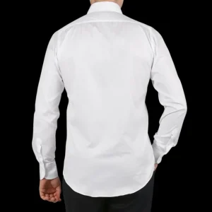 Mazzarelli Shirts | White Cotton Twill Cutaway Slim Shirt