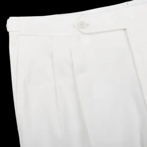 De Petrillo Trousers | White Cotton Twill Modello B Trousers