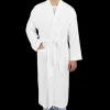 Derek Rose Loungewear | White Cotton Velour Towelling Gown