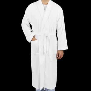 Derek Rose Loungewear | White Cotton Velour Towelling Gown