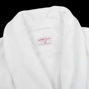 Derek Rose Loungewear | White Cotton Velour Towelling Gown