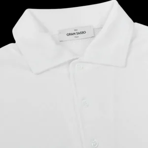 Gran Sasso Polo Shirts | White Fresh Cotton Mesh Polo Shirt