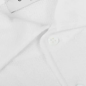 Gran Sasso Shirts | White Fresh Cotton Mesh Polo Shirt