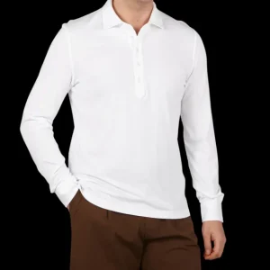 Fedeli Polo Shirts | White Giza Organic Cotton Polo Shirt