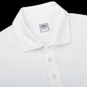 Fedeli Polo Shirts | White Giza Organic Cotton Polo Shirt