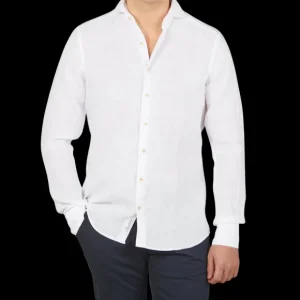 Stenströms Shirts | White Linen Cutaway Slimline Shirt