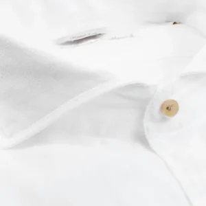 Stenströms Shirts | White Linen Fitted Body Short Sleeve Shirt