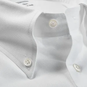 Mazzarelli Shirts | White Royal Oxford Button Down Slim Shirt