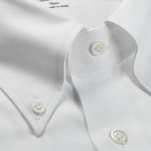 Mazzarelli Shirts | White Royal Oxford Button Down Slim Shirt