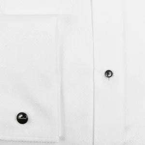 Stenströms Shirts | White Textured Cotton Slimline Tuxedo Shirt