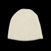 William Lockie Beanies | White Undyed Cashmere Ribbed Short Beanie