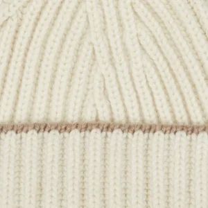 William Lockie Beanies | White Undyed Cashmere Ribbed Short Beanie