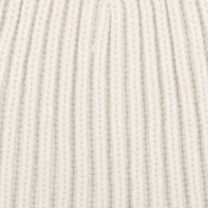 William Lockie Beanies | White Undyed Cashmere Ribbed Short Beanie