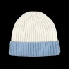 William Lockie Beanies | White Undyed Two-Tone Cashmere Ribbed Beanie