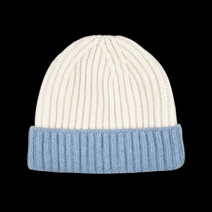 William Lockie Beanies | White Undyed Two-Tone Cashmere Ribbed Beanie