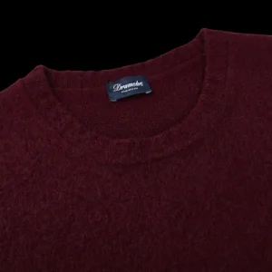 Drumohr Knitwear | Wine Brushed Lambswool Crew Neck Sweater