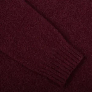 Drumohr Knitwear | Wine Brushed Lambswool Crew Neck Sweater