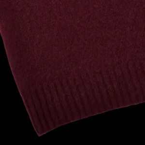 Drumohr Knitwear | Wine Brushed Lambswool Crew Neck Sweater