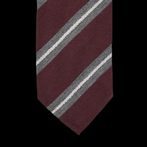 Gierre Milano Ties | Wine Striped Wool Silk Unlined Tie