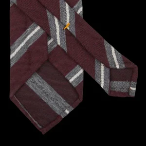 Gierre Milano Ties | Wine Striped Wool Silk Unlined Tie