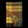 Amanda Christensen Scarves | Yellow Brown Checked Merino Wool Scarf