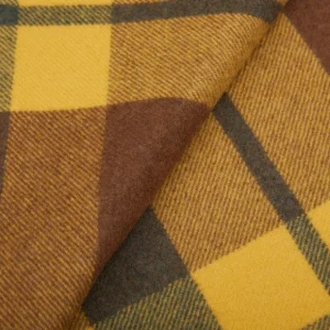 Amanda Christensen Scarves | Yellow Brown Checked Merino Wool Scarf