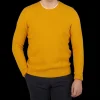 Drumohr Knitwear | Yellow Brushed Lambswool Crew Neck Sweater