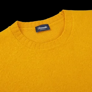 Drumohr Knitwear | Yellow Brushed Lambswool Crew Neck Sweater