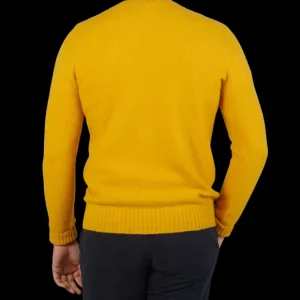 Drumohr Knitwear | Yellow Brushed Lambswool Crew Neck Sweater